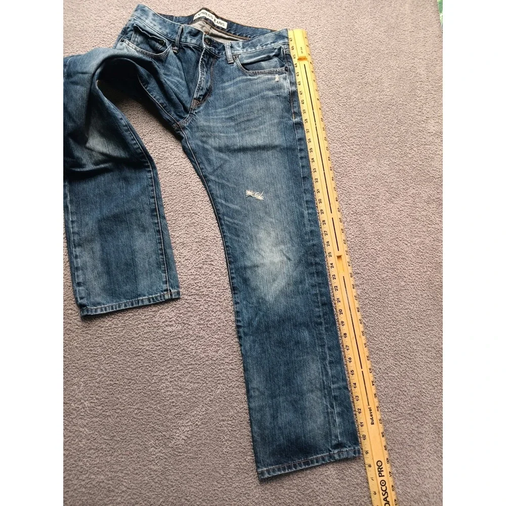 Express Rocco Slim Straight Jeans Men's 32x32 Blue Medium Wash‎ Distressed